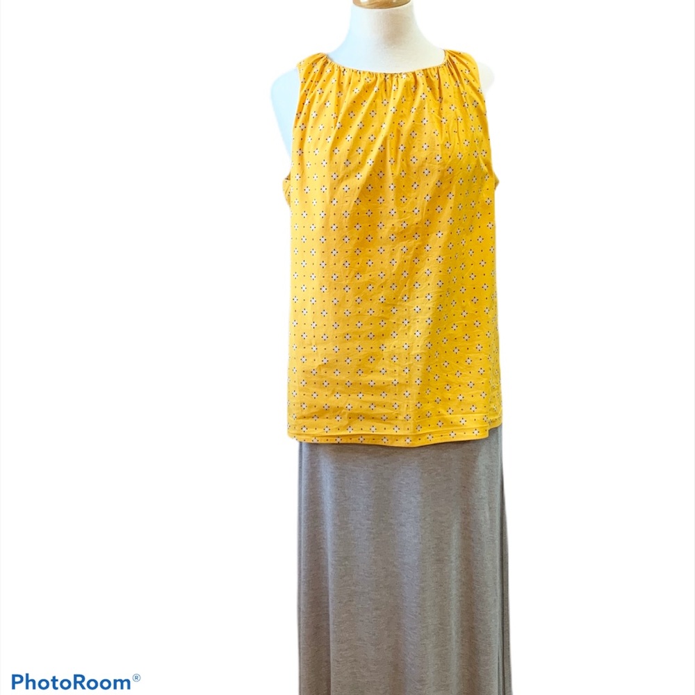 Worthington Tank Yellow with Gray & Navy Flowers